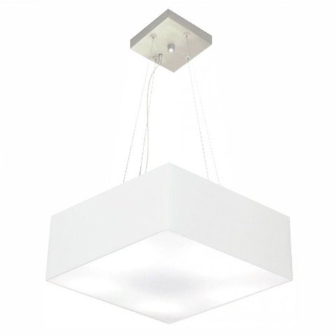 Lustre Pendente Quadrado Md-4194 Cupula Tecido 12/40x40cm Branca