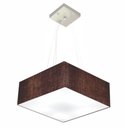 Ver imagem 1 de Lustre Pendente Quadrado Md-4194 Cupula Tecido 12/40x40cm Cafe