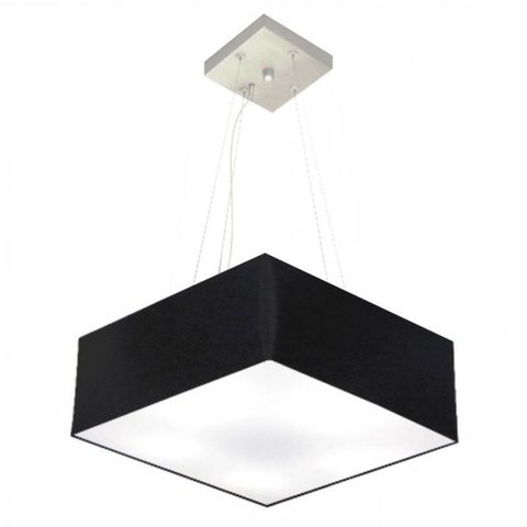 Lustre Pendente Quadrado Md-4194 Cupula Tecido 12/40x40cm Preto