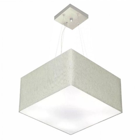 Lustre Pendente Quadrado Md-4195 Cupula Tecido 25/40x40cm Rustico Cinza
