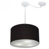 Lustre Cilindrico com Desvio de Centro MD-4163 Cupula Tecido 40X25 Preto - 1
