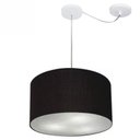 Ver imagem 1 de Lustre Cilindrico com Desvio de Centro MD-4163 Cupula Tecido 40X25 Preto