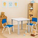 Ver imagem 1 de Mesa Infantil com 2 Cadeiras Azuis – Sala de Aula e Creche