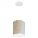 Ver imagem 1 de Lustre Pendente Cilindrico Md-4012 Cupula Tecido 18x25cm Rustico Bege