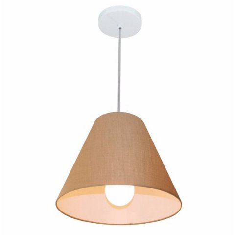 Lustre Pendente Cone Md-4028 Cupula Tecido 25/30x12cm Palha