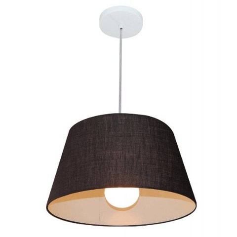 Lustre Pendente Cone Md-4039 Cupula Tecido 21/40x30cm Preto