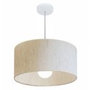 Ver imagem 1 de Lustre Pendente Cilindrico Md-4206 Cupula Tecido 50x25cm Linho Bege