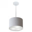 Ver imagem 1 de Lustre Pendente Cilindrico Md-4209 Cupula Tecido 25x25cm Rustico Cinza