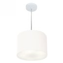 Ver imagem 1 de Lustre Pendente Cilindrico Md-4210 Cupula Tecido 30x25cm Branco