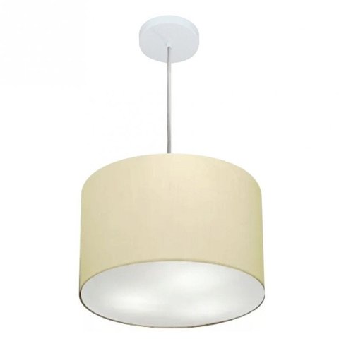 Lustre Pendente Cilindrico Md-4211 Cupula Tecido 35x25cm Algodao Cru