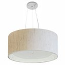 Ver imagem 1 de Lustre Pendente Cilindrico Md-4145 Cupula Duplo Tecido 50x25cm Linho Bege / Br