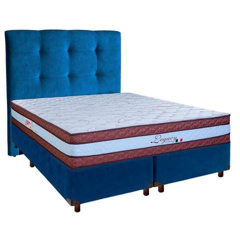 Kit Cama Box + Cabeceira + Colchão Casal Molas Ensacadas - Legaccy - Paropas