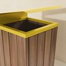 Lixeira de Madeira Plástica Ecológica com Tampa Basculante Amarela 68l - 2