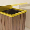 Ver imagem 2 de Lixeira de Madeira Plástia com Tampa Basculante Amarela 68l