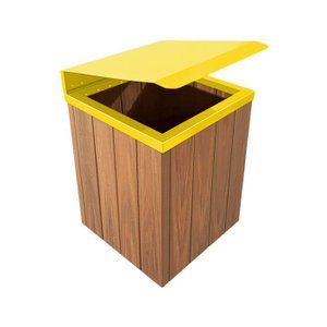 Lixeira de Madeira Plástia com Tampa Basculante Amarela 68l