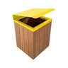 Lixeira de Madeira Plástica Ecológica com Tampa Basculante Amarela 68l - 1