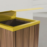 Lixeira de Madeira Plástica Ecológica com Tampa Basculante Amarela 68l - 3