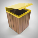 Ver imagem 4 de Lixeira de Madeira Plástia com Tampa Basculante Amarela 68l