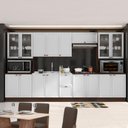 Ver imagem 1 de Cozinha Completa Modulada Estilo Americano 6 Peças Nogueira Branco Unna Poliman