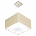 Ver imagem 1 de Lustre Pendente Quadrado Md-4197 Cupula Tecido 25/45x45cm Rustico Bege