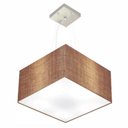 Ver imagem 1 de Lustre Pendente Quadrado Md-4197 Cupula Tecido 25/45x45cm Palha