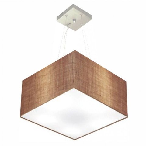 Lustre Pendente Quadrado Md-4197 Cupula Tecido 25/45x45cm Palha