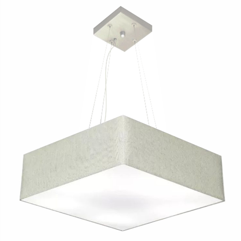 Lustre Pendente Quadrado Md-4198 Cupula Tecido 15/60x60cm Rustico Cinza