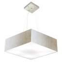 Ver imagem 1 de Lustre Pendente Quadrado Md-4198 Cupula Tecido 15/60x60cm Linho Bege