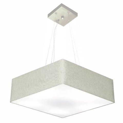 Lustre Pendente Quadrado Md-4032 Cupula Tecido 15/50x50cm Rustico Cinza