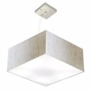 Ver imagem 1 de Lustre Pendente Quadrado Md-4006 Cupula Tecido 21/50x50cm Linho Bege