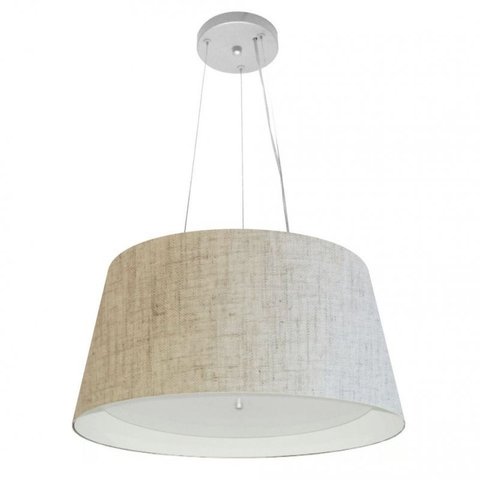 Lustre Pendente Cone Md-4144 Cupula Duplo Tecido 25/50x40cm Rustico Bege