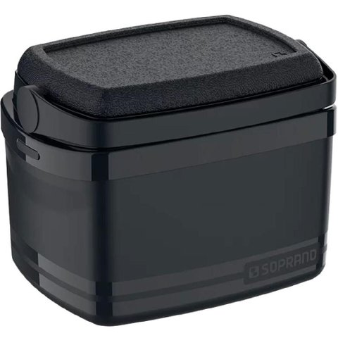 Caixa Térmica Soprano 5l Preta com Alça Retrátil Porta Copos Bebidas Geladas Camping Praia
