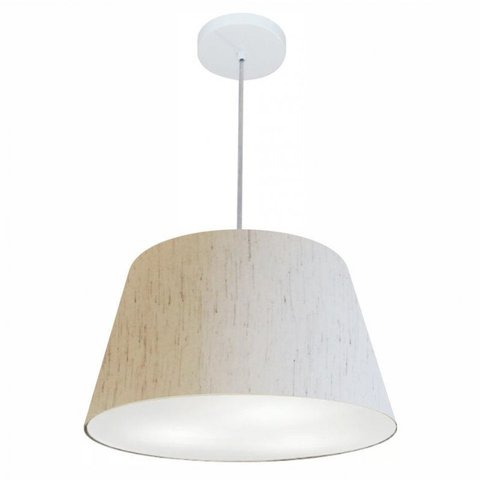 Lustre Pendente Cone Md-4021 Cupula Tecido 21/40x30cm Linho Bege