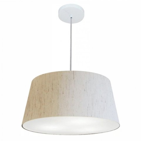 Lustre Pendente Cone Md-4050 Cupula Tecido 21/50x40cm Linho Bege