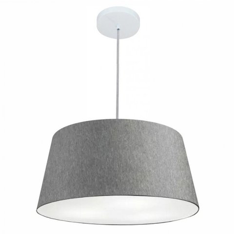 Lustre Pendente Cone Md-4050 Cupula Tecido 21/50x40cm Rustico Cinza
