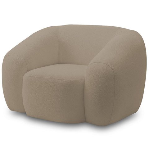 Poltrona Decorativa Orgânica para Sala Living Emery M05 Bouclê Bege - Lyam Decor