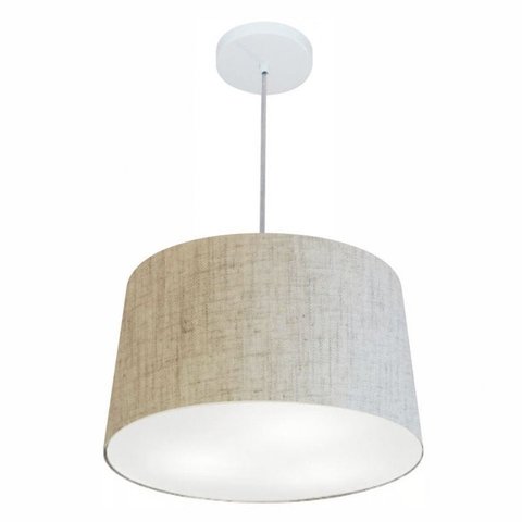 Lustre Pendente Cone Md-4247 Cupula Tecido 30/45x40cm Rustico Bege