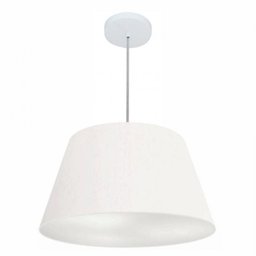 Lustre Pendente Cone Md-4248 Cupula Tecido 30/50x35cm Branco - 1