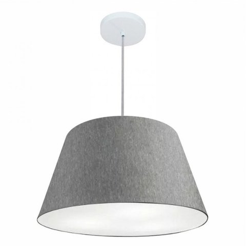 Lustre Pendente Cone Md-4248 Cupula Tecido 30/50x35cm Rustico Cinza