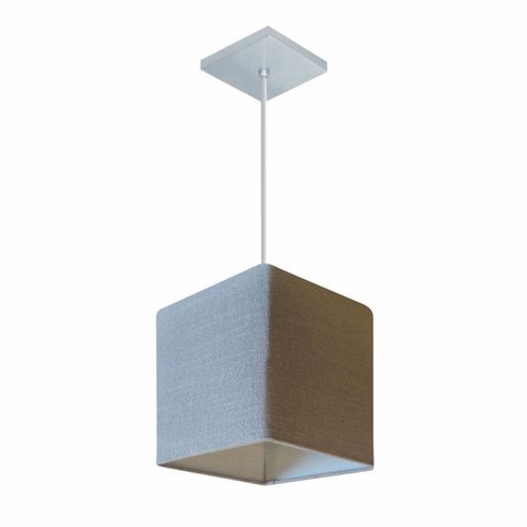 Lustre Pendente Quadrado Md-4223 Cupula Tecido 15/13x13cm Rustico Cinza