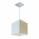 Ver imagem 1 de Lustre Pendente Quadrado Md-4223 Cupula Tecido 15/13x13cm Linho Bege