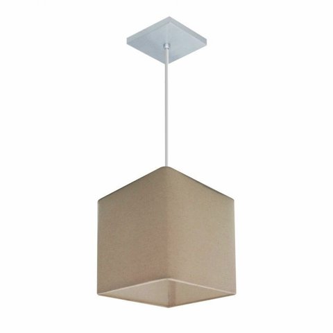 Lustre Pendente Quadrado Md-4224 Cupula Tecido 16/16x16cm Algodao Cru