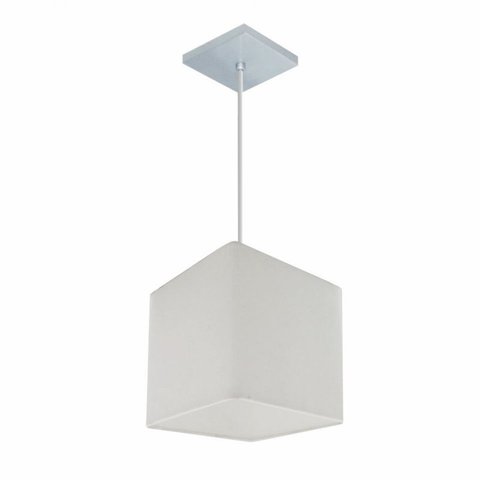 Lustre Pendente Quadrado Md-4224 Cupula Tecido 16/16x16cm Branco