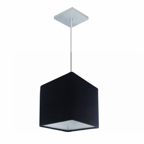 Lustre Pendente Quadrado Md-4224 Cupula Tecido 16/16x16cm Preto