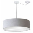 Ver imagem 1 de Lustre Pendente Cilindrico Com Desvio Md-4265 Cupula Tecido 60x15cm Rustico Cinza