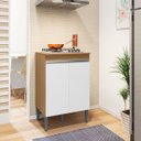 Ver imagem 1 de Balcão Cooktop Andréia s/Tampo Amendoa / Branco - Vrk Comercio On-Line