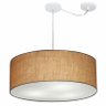 Lustre Pendente Cilindrico Com Desvio Md-4266 Cupula Tecido 60x21cm Palha - 1