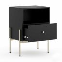 Ver imagem 3 de Mesa de Cabeceira 1 Gaveta Base Aço Carbono Premium Modelo Eros Base Cor Champanhe e Preto Laca