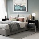 Ver imagem 2 de Mesa de Cabeceira 1 Gaveta Base Aço Carbono Premium Modelo Eros Base Cor Champanhe e Preto Laca