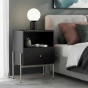 Ver imagem 4 de Mesa de Cabeceira 1 Gaveta Base Aço Carbono Premium Modelo Eros Base Cor Champanhe e Preto Laca